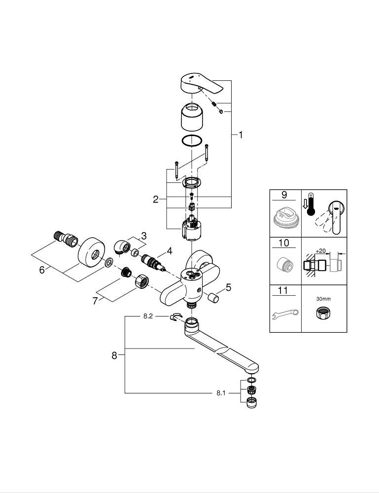 Смеситель для ванны Grohe Eurosmart New 23992003, хром