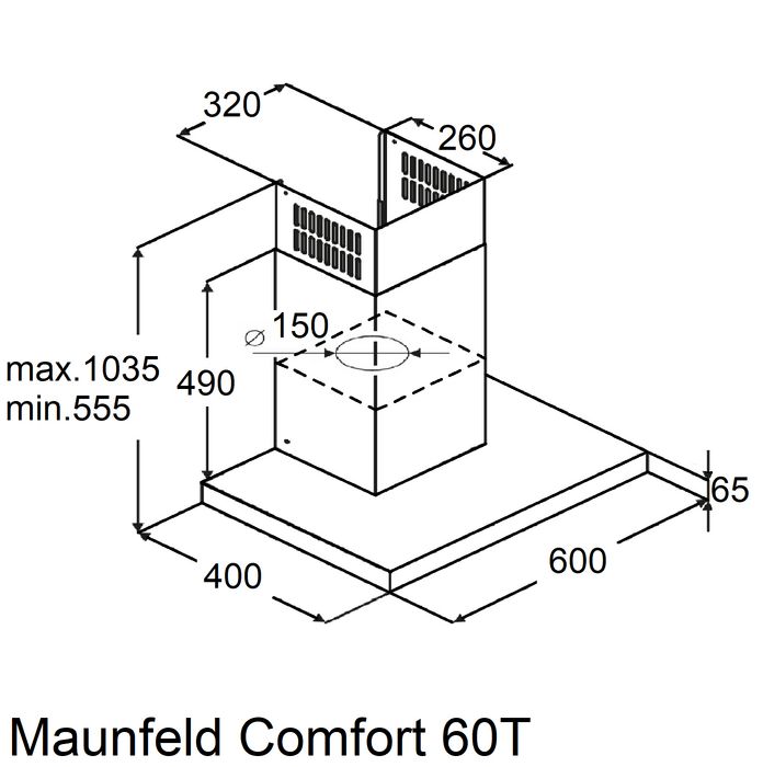 Вытяжка т-образная Maunfeld Comfort 60 T, черный