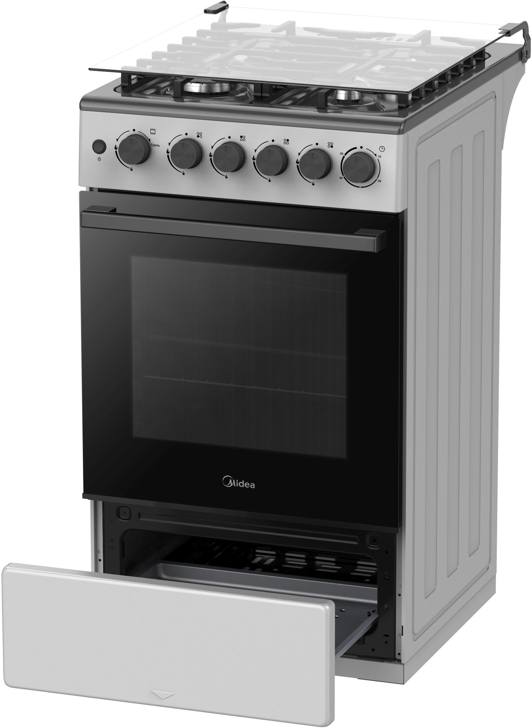 Плита газовая Midea MFO-M4G20T0E(SL), серебристый