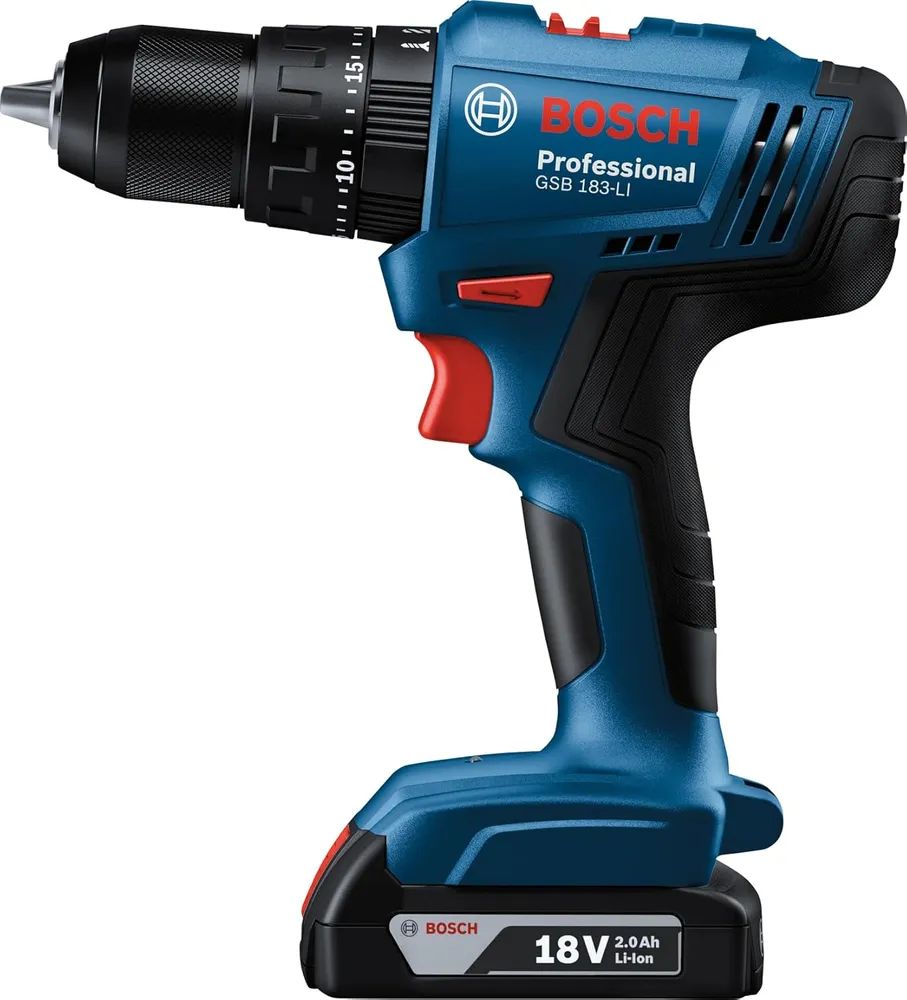 Дрель-шуруповерт аккумуляторная Bosch GSB 183-LI, арт. 06019K9100 (кейс, с 2 АКБ и ЗУ)