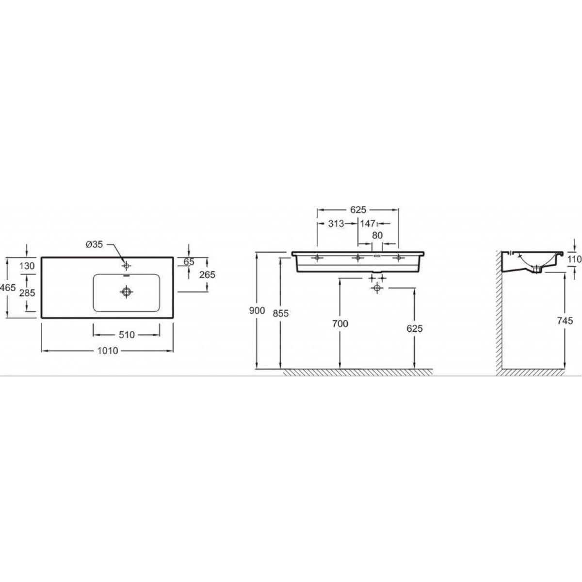 Раковина подвесная Jacob Delafon Vox L EXAD112-Z-00, белый