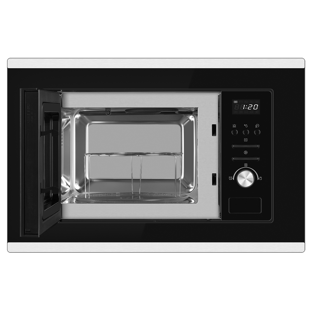 Микроволновая печь встраиваемая Weissgauff BMWO-207 Grill, черный/нержавеющая сталь