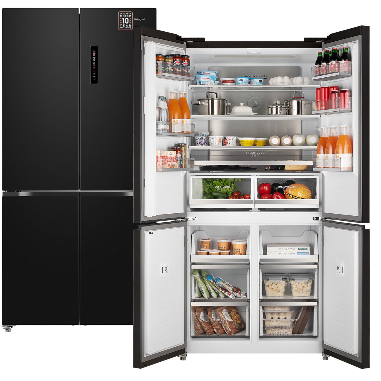 Холодильник Side-by-Side Weissgauff WCD 510 Built-in Inverter NoFrost Dark Inox