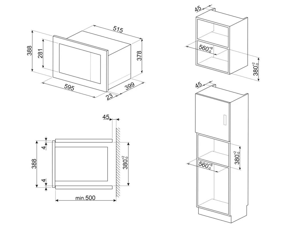 Микроволновая печь встраиваемая Smeg FMI025B3