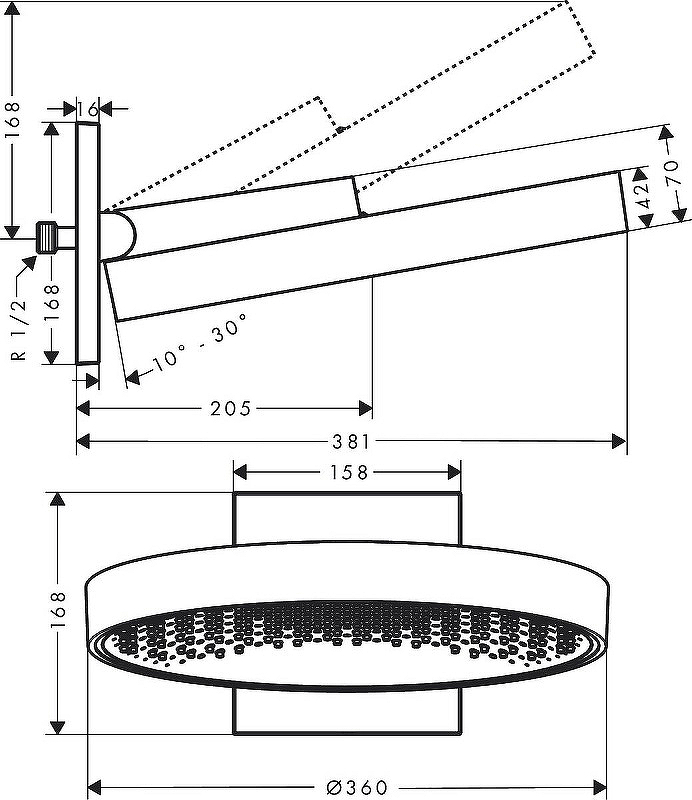 Верхний душ Hansgrohe Rainfinity 26230670, черный