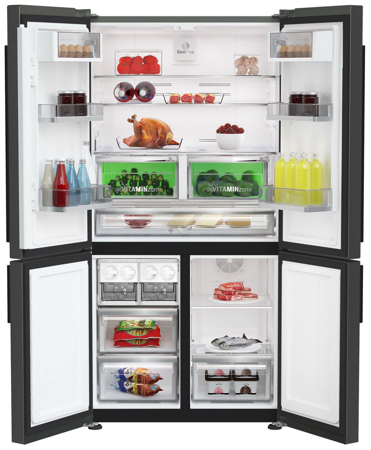 Холодильник Side-by-Side Grundig GQN20130LXBR, стальной антрацит