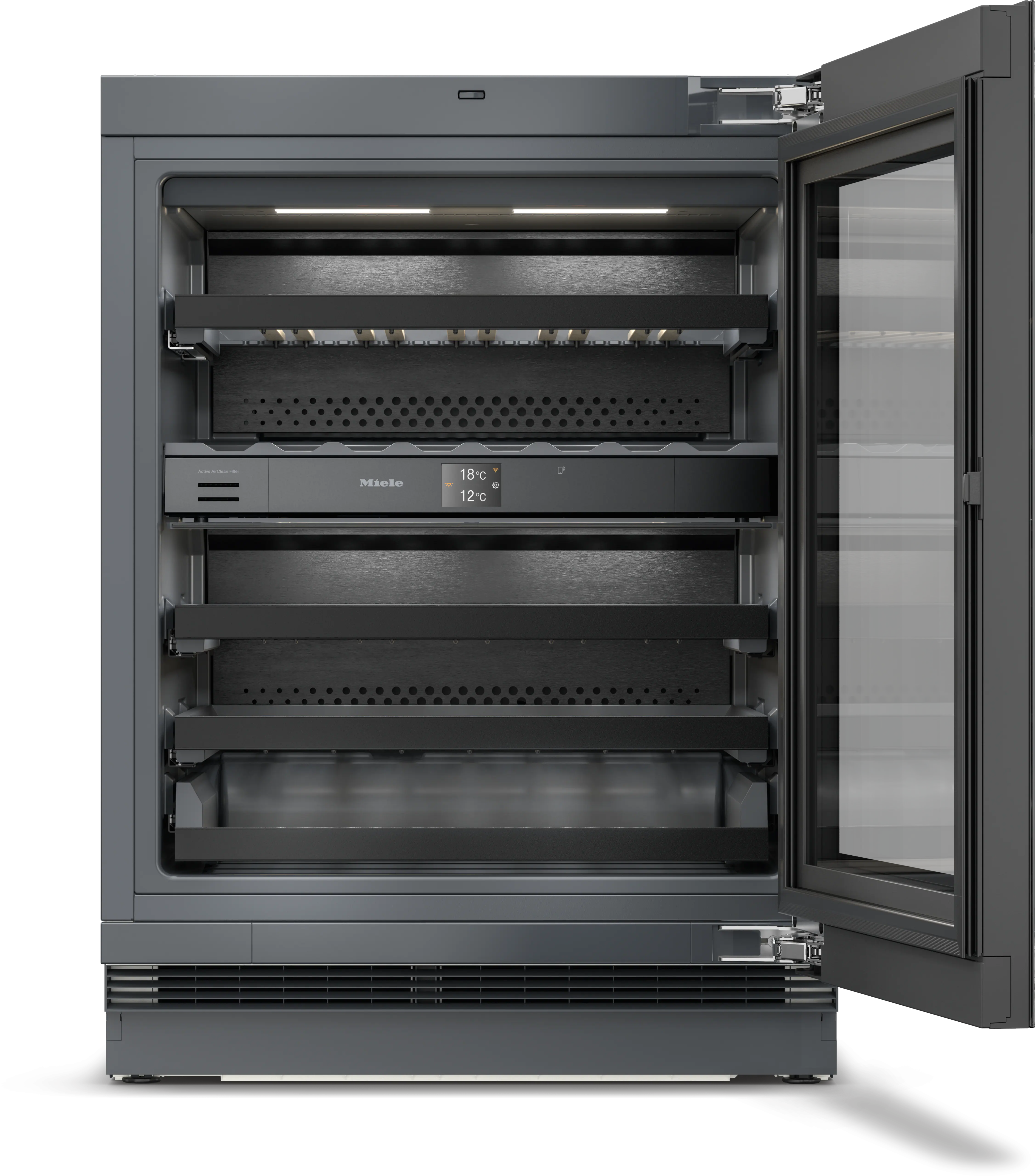 Винный шкаф встраиваемый Miele KWTUS 7096 E Obsidian Black/Glass, черный обсидиан/стекло