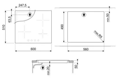 Варочная панель электрическая Smeg SE364ETBM, черный