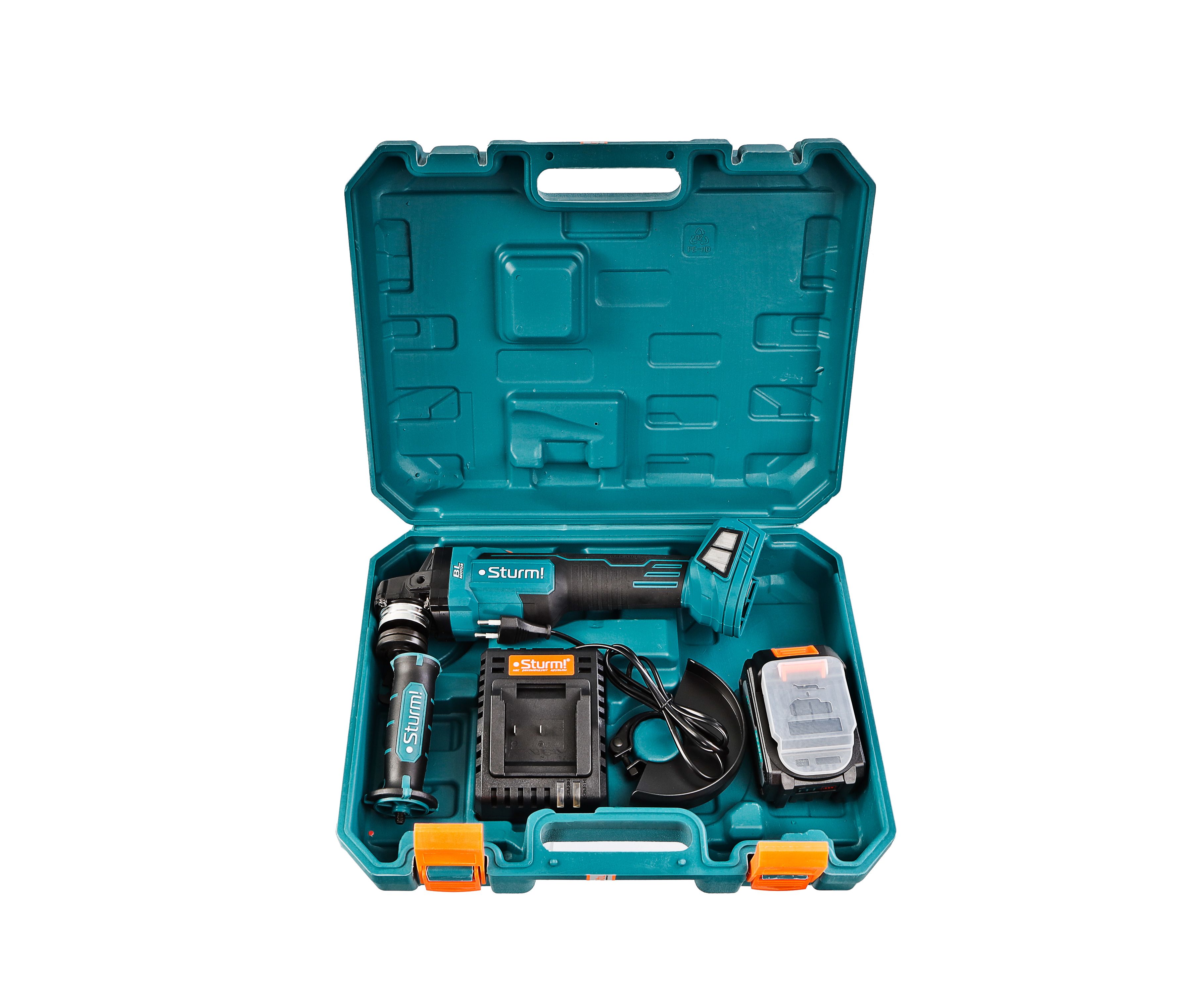 Угловая шлифмашина (болгарка) аккумуляторная Sturm! CAG18125BLE 1BatterySystem (кейс, 1 АКБ и ЗУ)