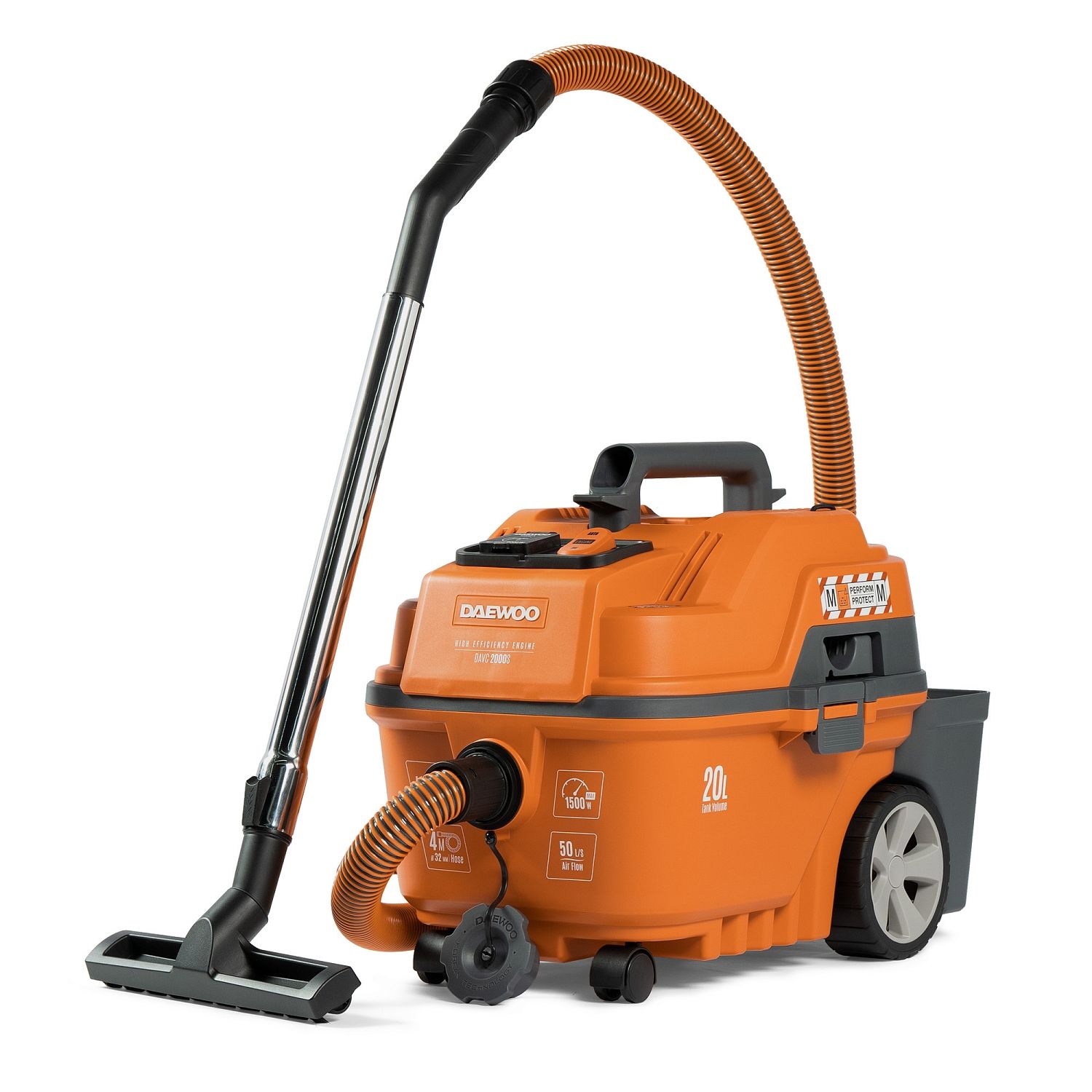 Строительный пылесос Daewoo DAVC 2000S, оранжевый