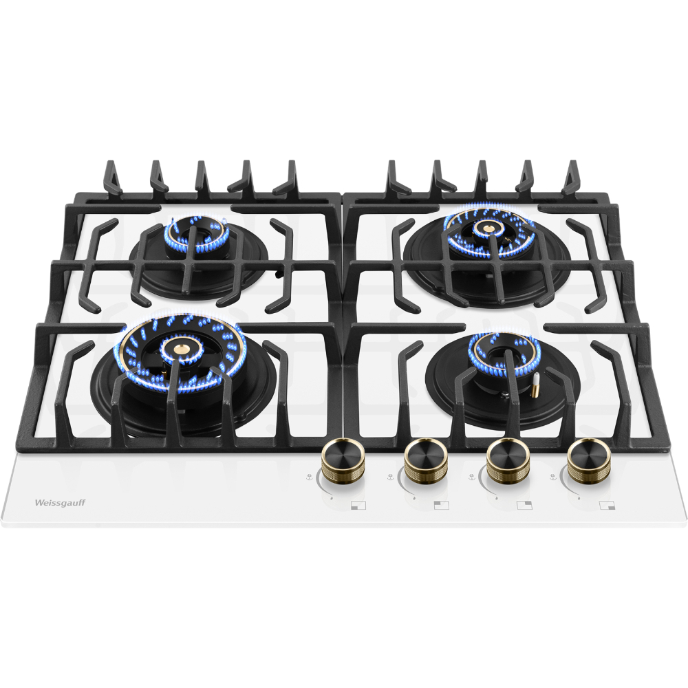 Варочная панель газовая Weissgauff HGG 644 WG Premium Brass, белый