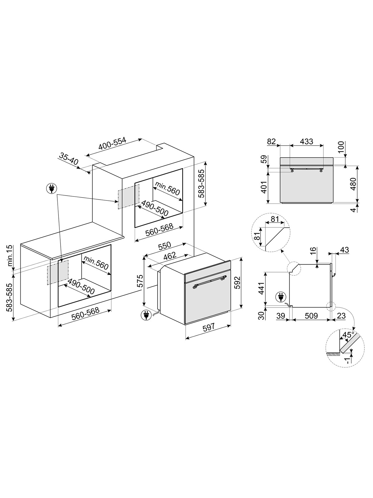 Духовой шкаф электрический Smeg SF67C1AO, антрацит