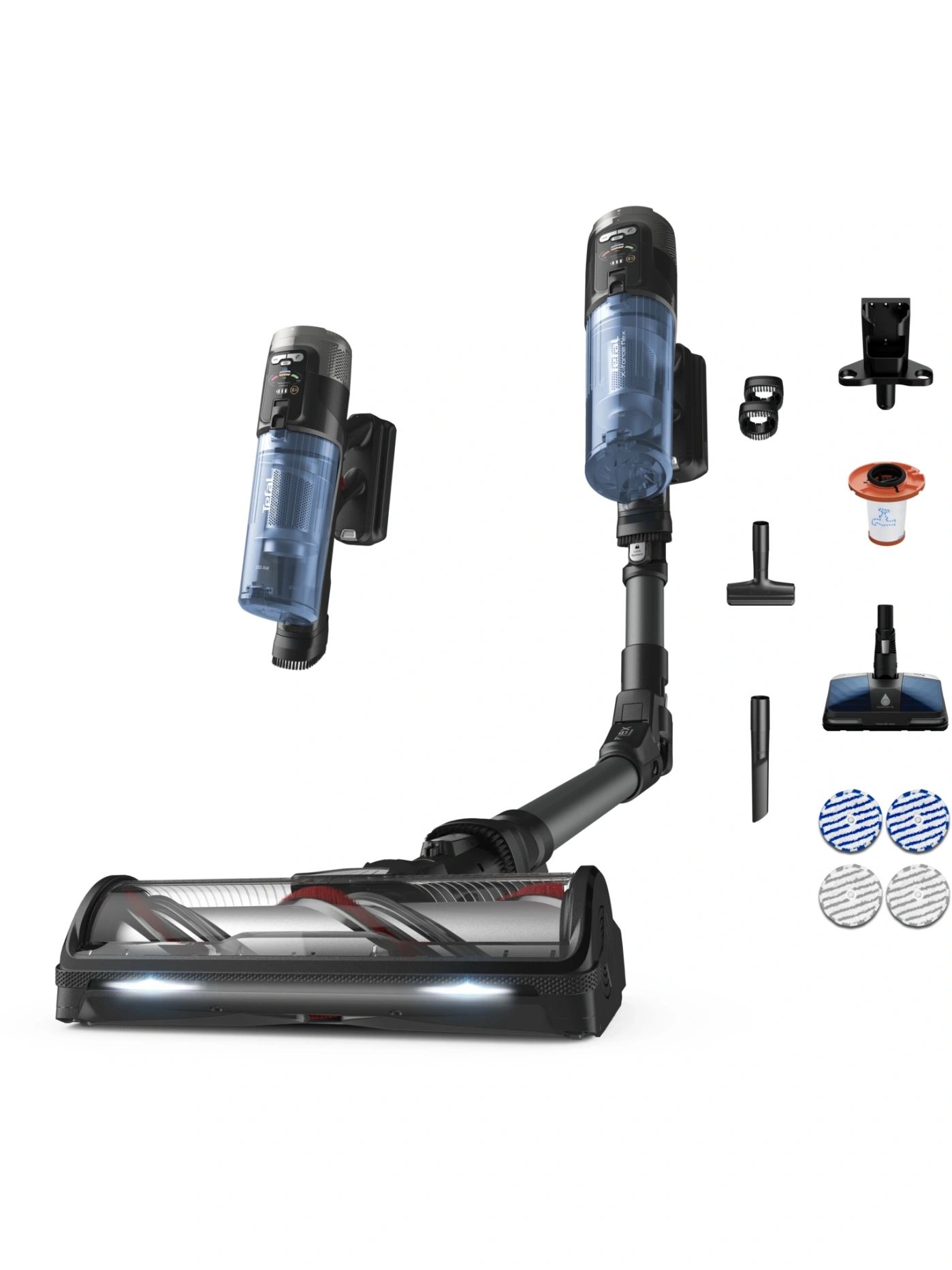 Пылесос вертикальный Tefal TY9LC1WO, серый/синий