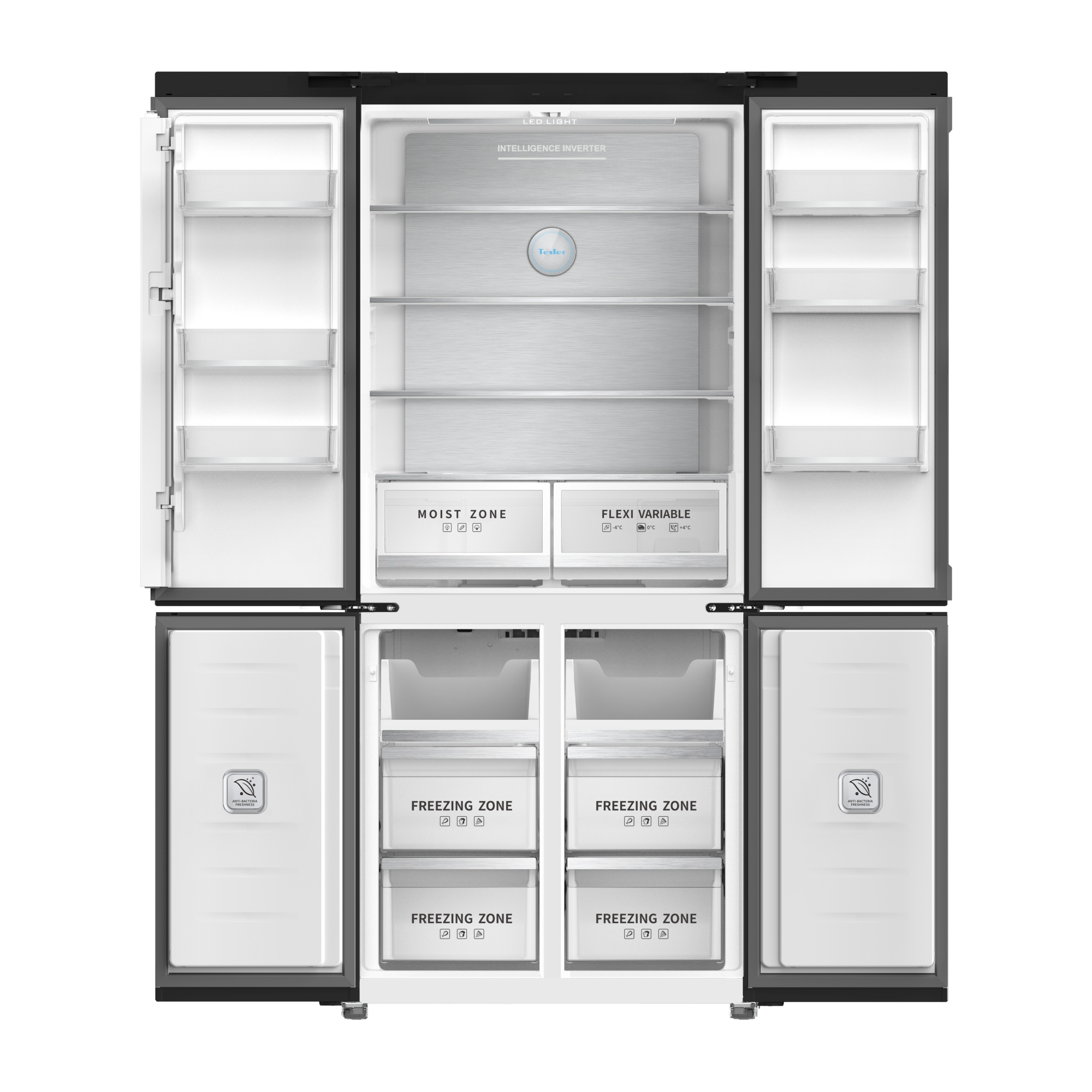 Холодильник Side-by-Side Tesler RCD-487BI SPARKLING GREY