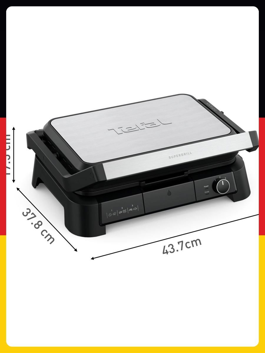 Гриль электрический Tefal SuperGrill 3-in-1 XL GC520DE0, серебристый/ черный
