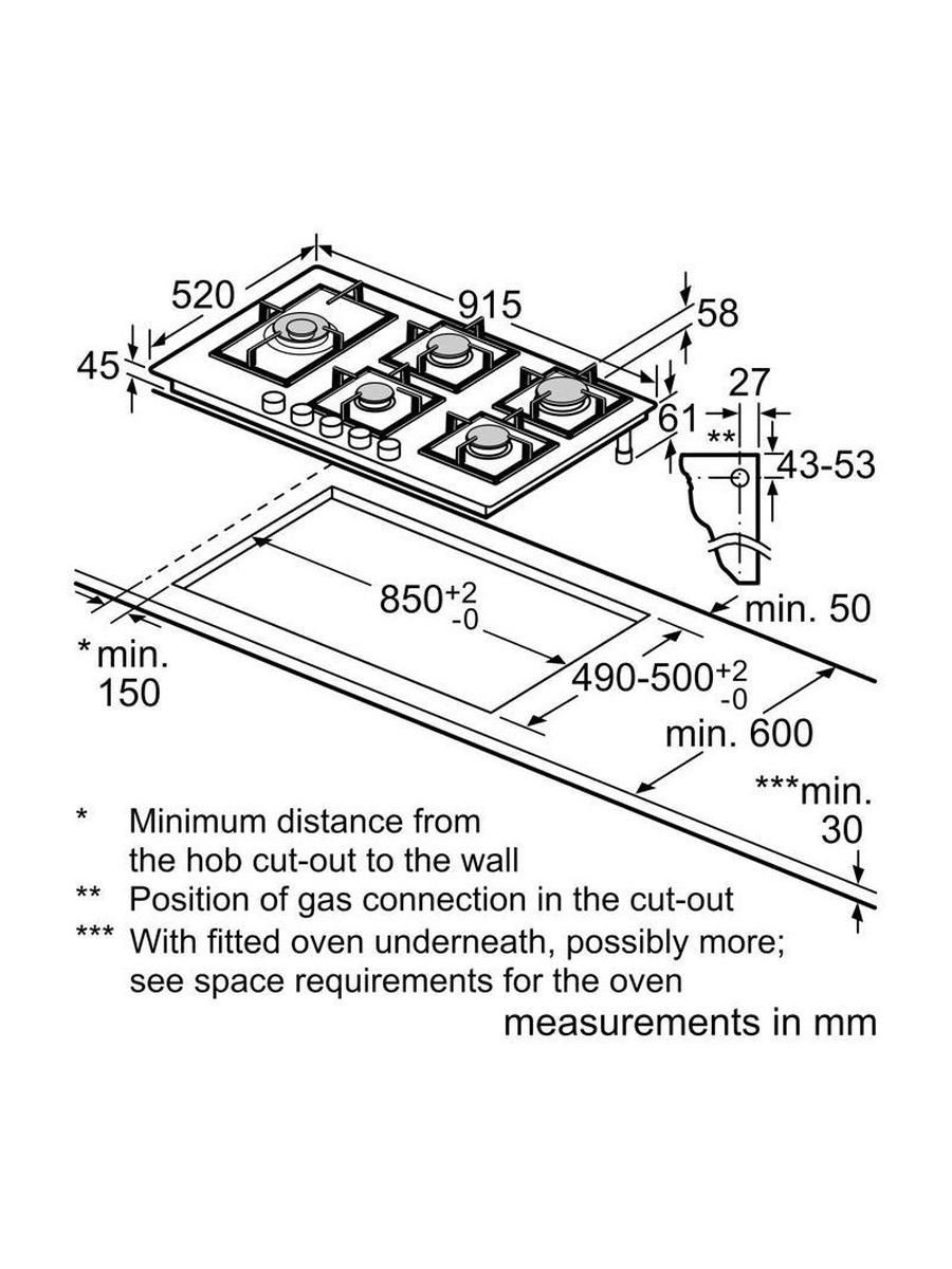 Варочная панель газовая Bosch PPM9A6I40, черный