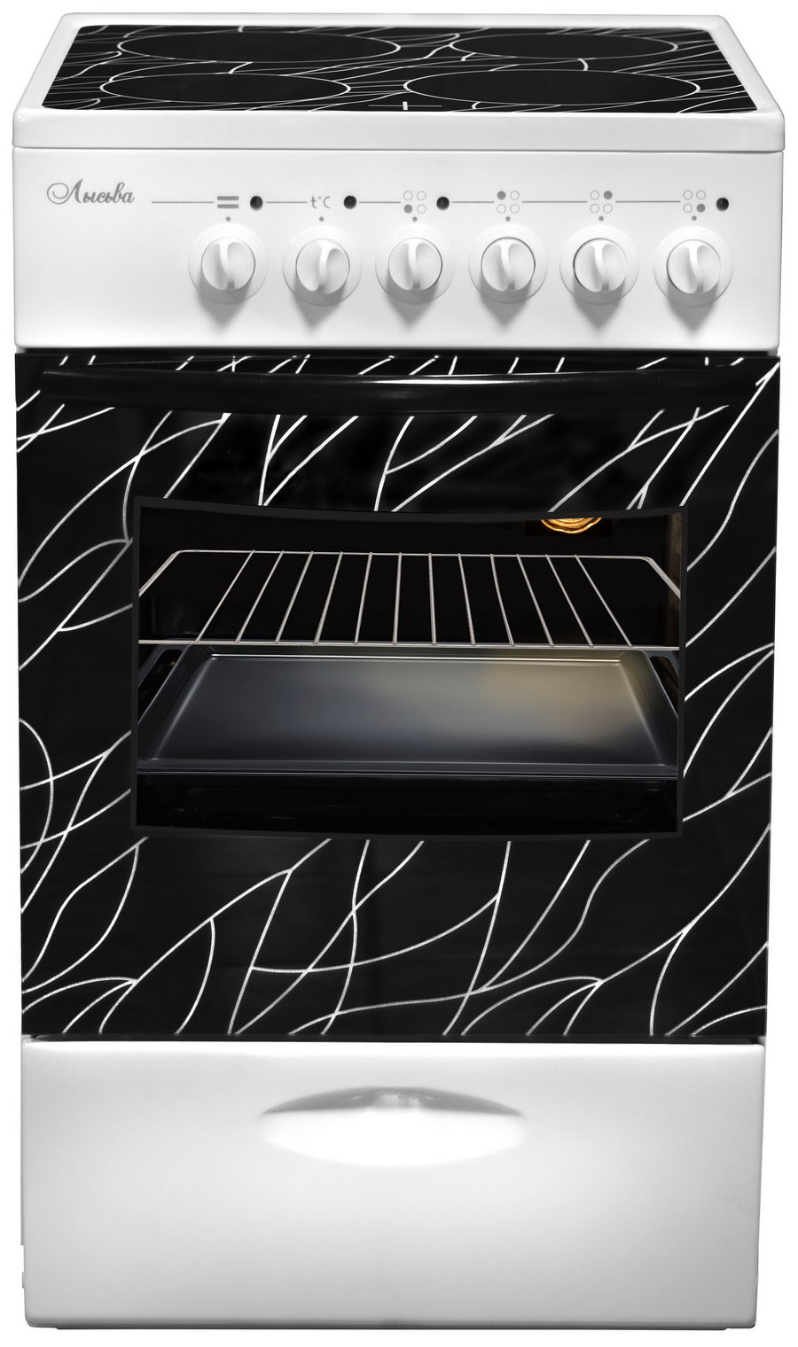 Плита электрическая Лысьва ЭПС 411 МС (EF4011MK00), белый/ветка дерева В