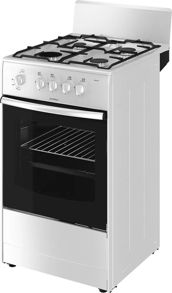 Плита газовая DARINA 1A GM341 001 W (реш.сталь,без крышки), белый