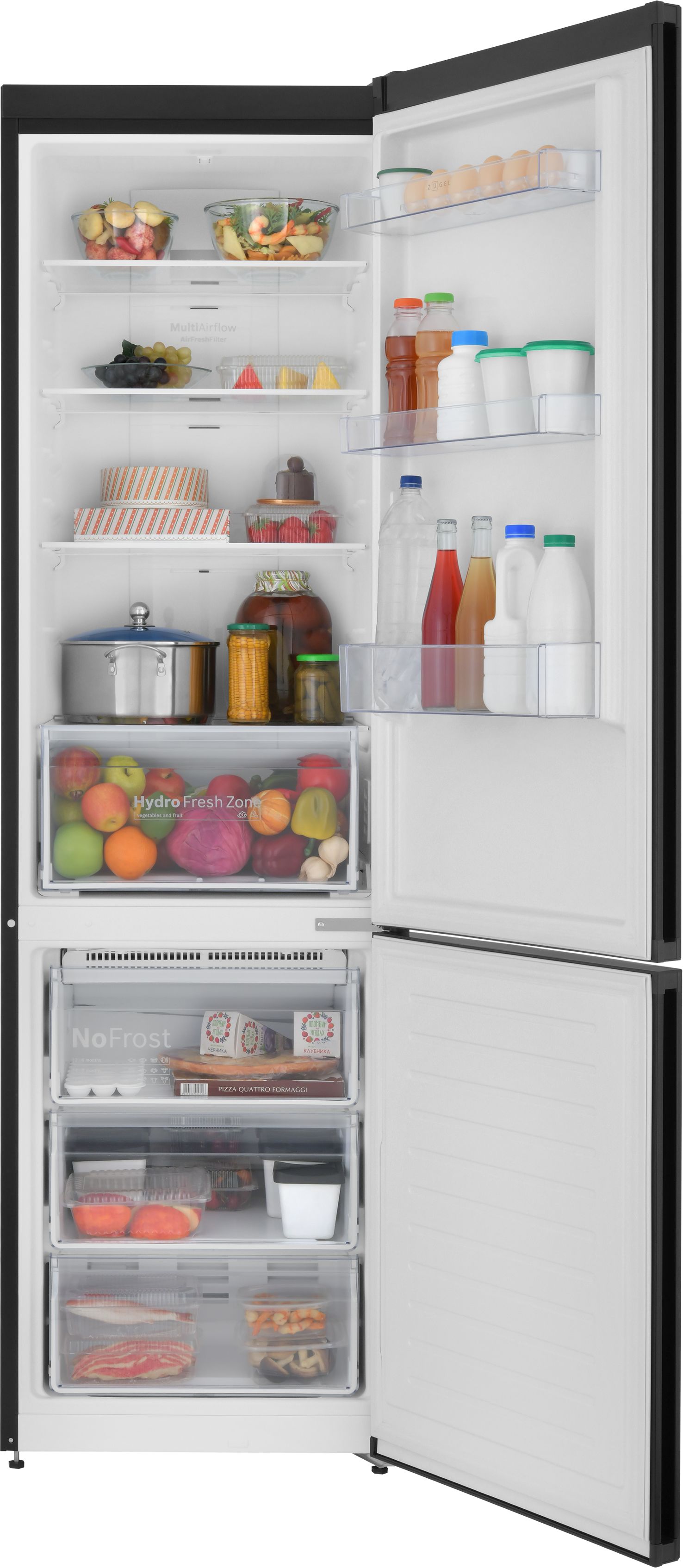 Холодильник ZUGEL ZRFB2BNFL, черный металл