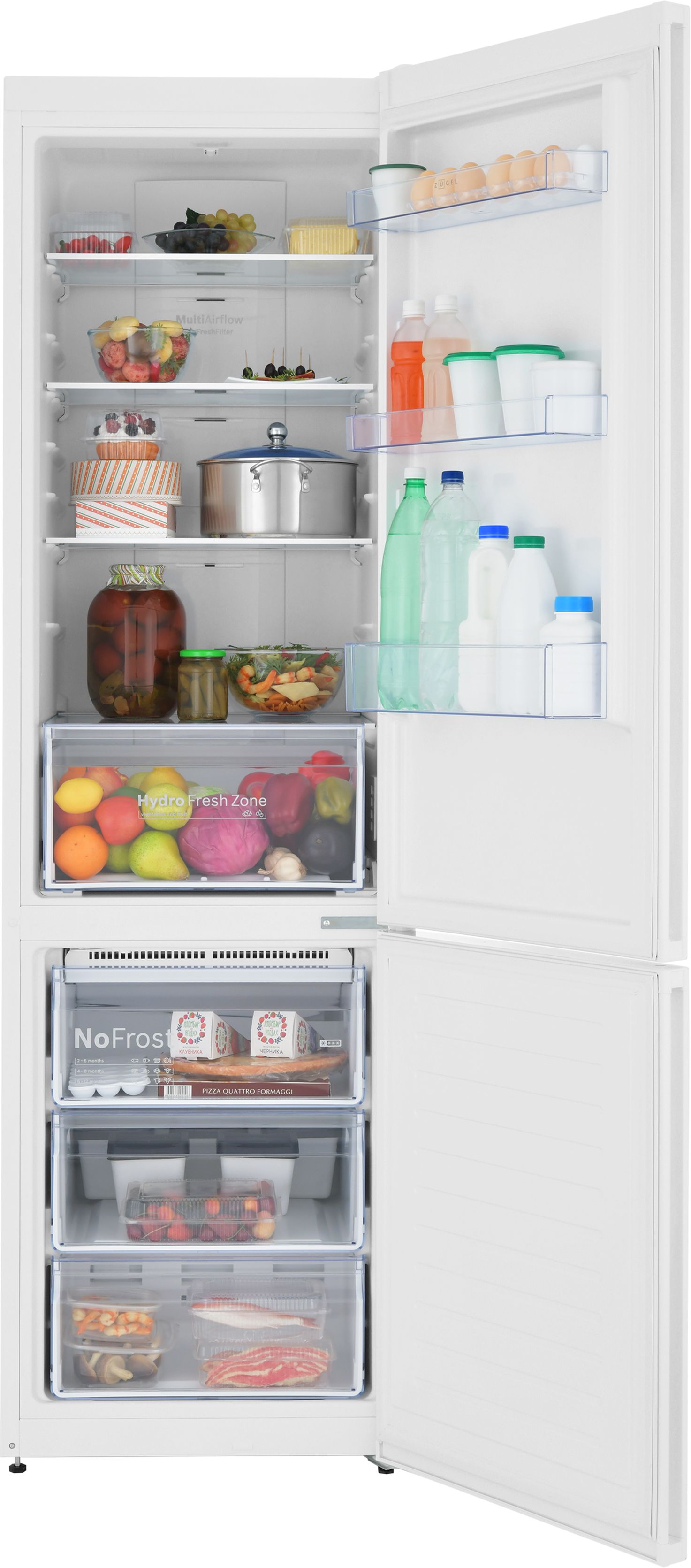 Холодильник ZUGEL ZRFB2BNFW, белый металл