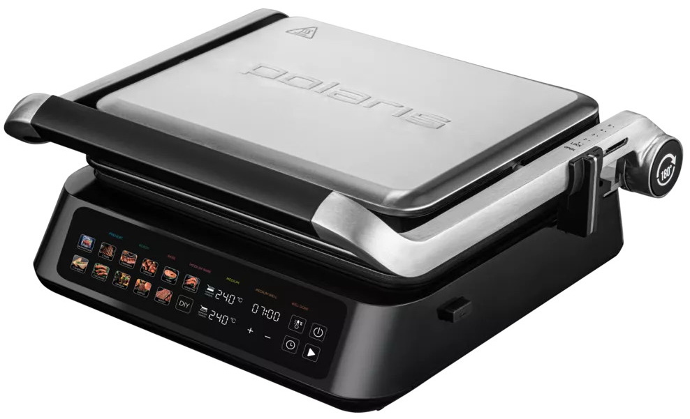Гриль электрический Polaris PGP 3018, серебряный/черный