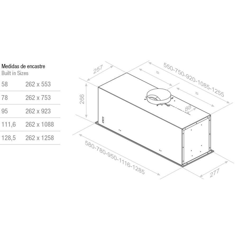Вытяжка встраиваемая PANDO EVO/580.11 INOX V.850 SEC