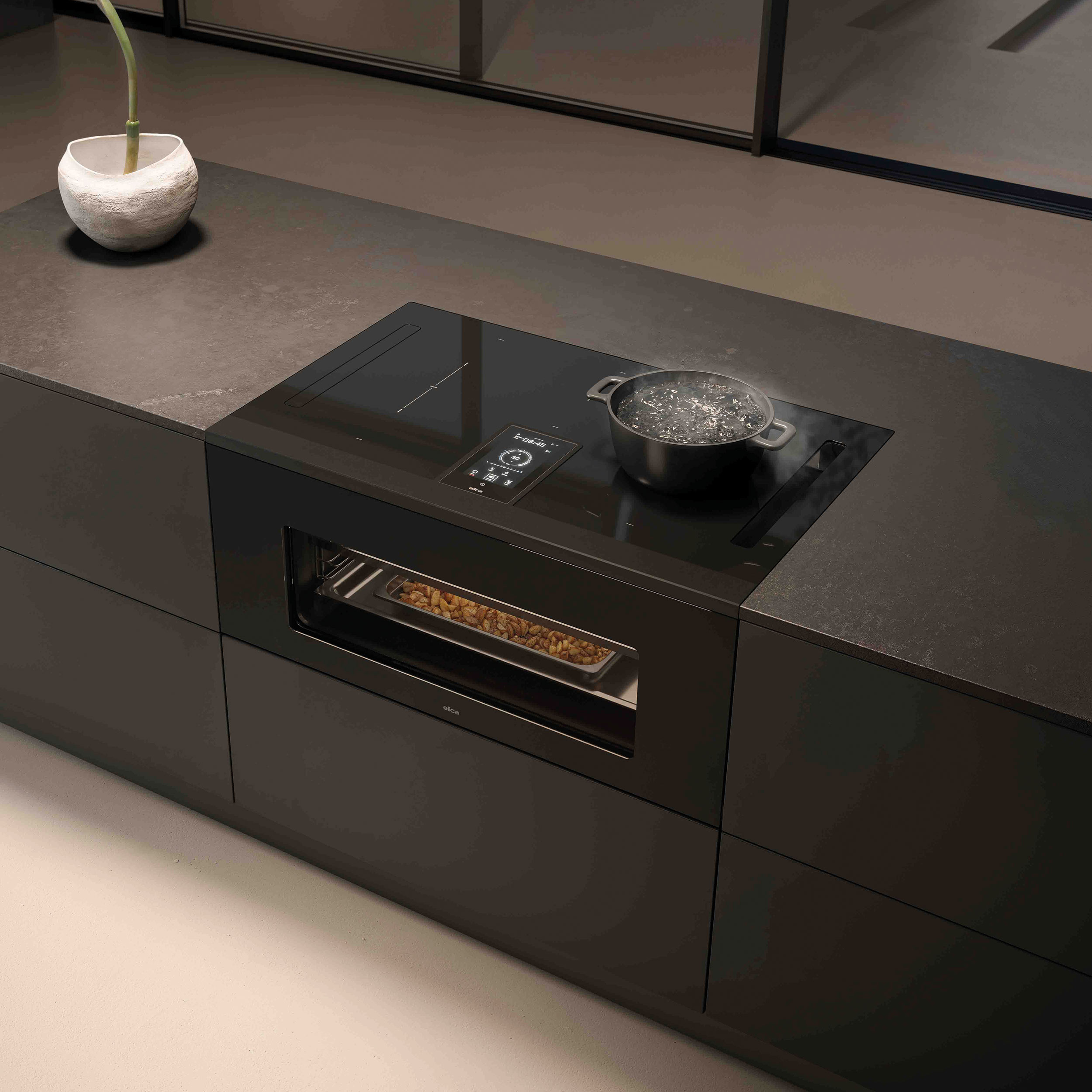 Многофункциональный кухонный модуль Elica LHOV COMBISTEAM BL/A/90 (PRF0195920), черный