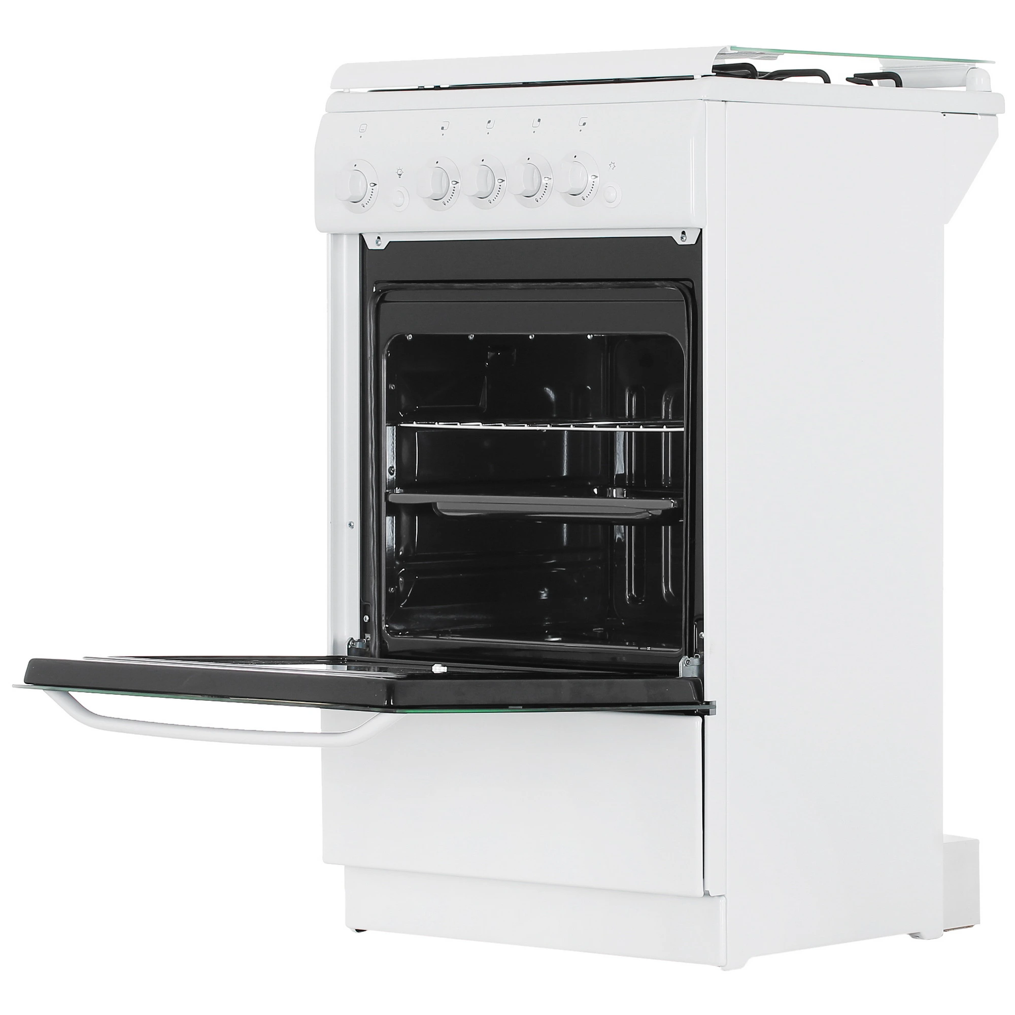 Плита газовая De Luxe 5040.56г (кр)-030 (стеклянная крышка), белый