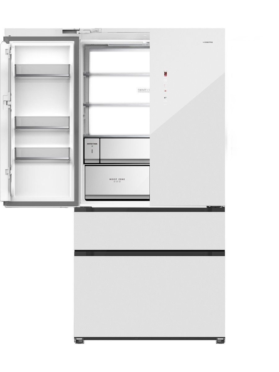Холодильник HIBERG i-RFF 705 GW, белое мерцающее стекло