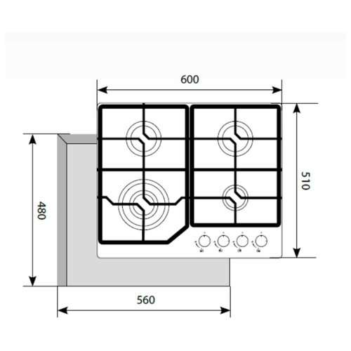 Варочная панель газовая LEX GVG 640-1 WH, белый