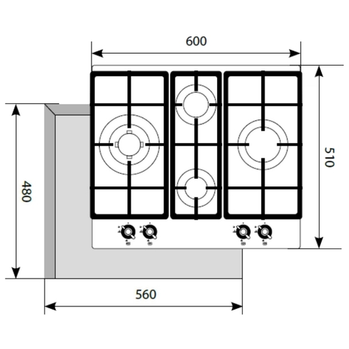Варочная панель газовая LEX GVG 643C BL, черный