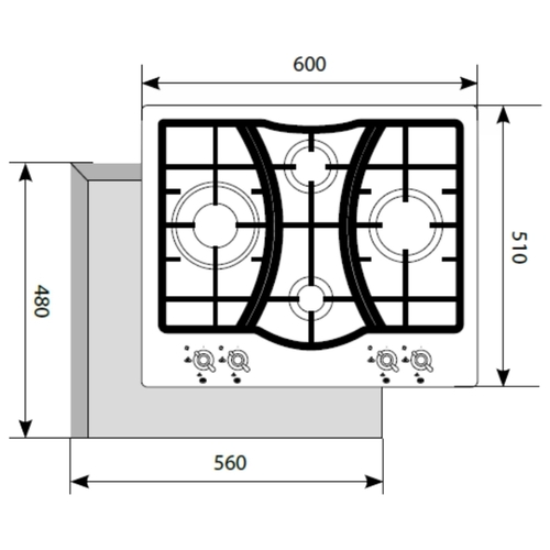 Варочная панель газовая LEX GVE 643C IV, слоновая кость